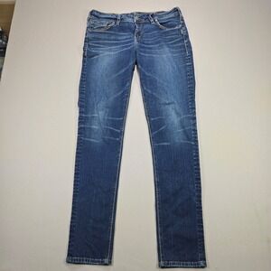 Silver Jeans Co Suki Mid Skinny Womens Fluid Denim Dark Wash Blue W32 L33 L93116